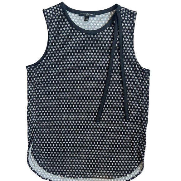 Banana Republic| Women's Black & White Print Shift Top Side Tie Accent XS - Picture 4 of 13